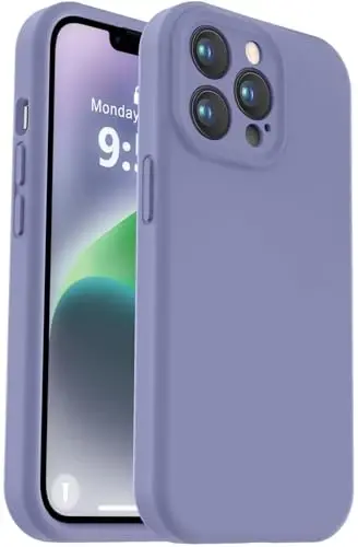 Vooii Совместимый с iPhone 13 Pro Max Case, Жидкий силикон Обновление [Защита камеры] [Мягкая защита от царапин Микрофибра] Ударопрочный чехол для телефона iPhone 13 Pro Max 6,7 дюйма - Лавандово-серый - VOOII