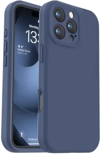 Vooii Совместимый с iPhone 16 Pro Max Чехол, Жидкий Силикон Обновление [Защита Камеры] [Мягкая Защита от Царапин Подкладка из Микрофибры] Противоударный Чехол для iPhone 16 Pro Max 6.9 дюймов - Темно-синий - VOOII