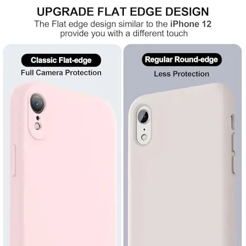 Vooii Совместимый с iPhone XR Case, Обновленный Жидкий Силикон с [Плоские Края] [Защита Камеры] [Мягкая Подкладка из Микрофибры, Защищающая от Царапин] Чехол для телефона iPhone 10 XR 6.1 дюйма - Мелово-Розовый - 3