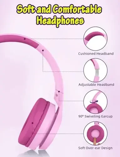 Voopwink Kids Headphones with Microphone, Wired Over Ear Headsets with Limited Volume 85dB/ 94dB for Boys Girls Teens Children Online School/Travel/iPad/Tablet/Cellphone - 5