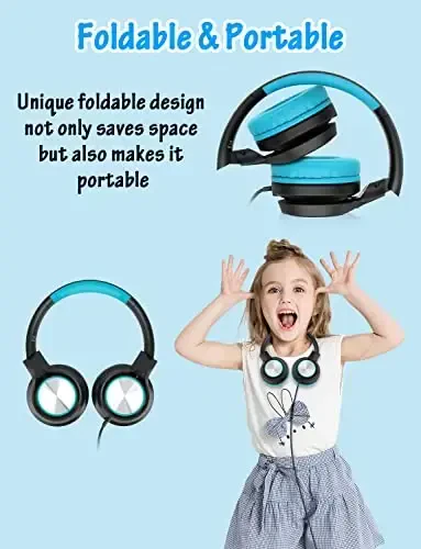 Voopwink Kids Mikrofonli naushniklar, simli quloqchinlar, O'g'il bolalar, qizlar, o'smirlar va bolalar uchun cheklangan ovoz balandligi 85dB/94dB, Onlayn maktab/Sayohat/iPad/Planshet/Mobil telefon - 6