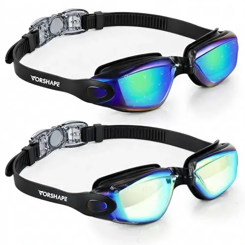 Vorshape Adult Swim Goggles 2 Pack Anti Fog Swimming Goggles, No Leaking UV Protection Pool Goggles for Men Women Youth - 1