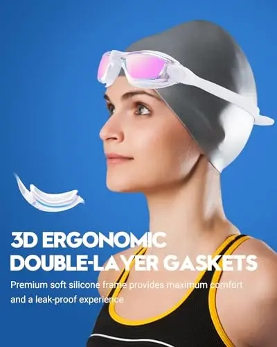 Vorshape suzish ko'zoynaklari 2 to'plami tumanlanishga qarshi suzish ko'zoynaklari, kattalar, erkaklar, ayollar va yoshlar uchun UV himoyali oqmaydigan havuz ko'zoynaklari - 4