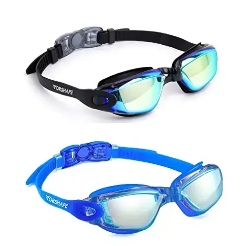 Vorshape Swim Goggles 2 Pack Anti Fog Suzish ko'zoynaklari, kattalar, erkaklar, ayollar va o'smirlar uchun oqmaydigan UV himoyali suzish ko'zoynaklari 