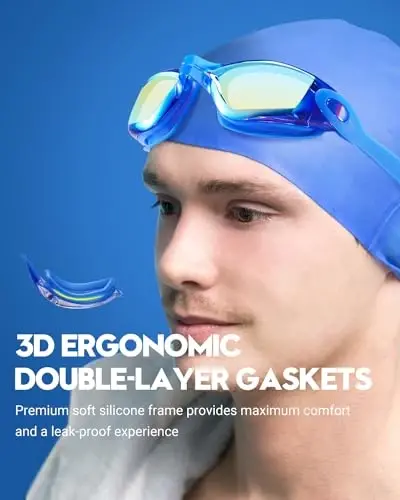 Vorshape Swim Goggles 2 Pack Anti Fog Suzish ko'zoynaklari, kattalar, erkaklar, ayollar va o'smirlar uchun oqmaydigan UV himoyali suzish ko'zoynaklari - 4