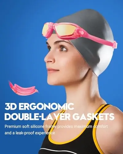 Vorshape Swim Goggles 2 Pack Anti Fog Suzish ko'zoynaklari, kattalar, erkaklar, ayollar va o'smirlar uchun UV himoyali oqmaydigan suzish ko'zoynaklari to'plami - 4