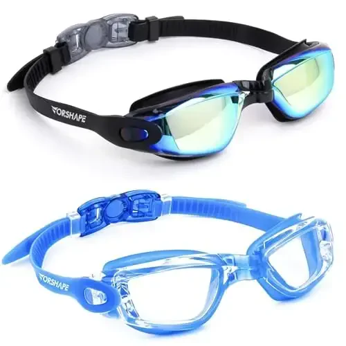 Vorshape Swim Goggles 2 Pack Anti Fog Suzish ko'zoynaklari, Kattalar erkaklar ayollar yoshlar uchun UV himoyali oqmaydigan havza ko'zoynaklari - Modazone