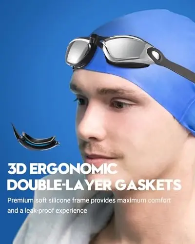 Vorshape Swim Goggles 2 Pack Anti Fog Swimming Goggles, No Leaking UV Protection Pool Goggles for Adult Men Women Youth - 3
