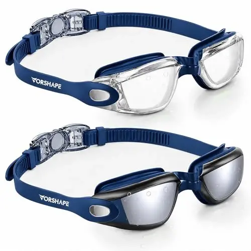 Vorshape Adult Swim Goggles 2 Pack No Leaking Goggles for Men Women Youth | Anti-Fog UV Protection Mirrored Swimming Glasses 