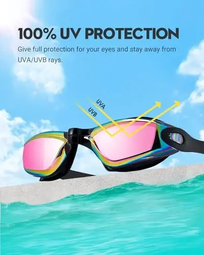 Vorshape Adult Swim Goggles 2 Pack No Leaking Goggles for Men Women Youth | Anti-Fog UV Protection Mirrored Swimming Glasses - VORSHAPE (1)
