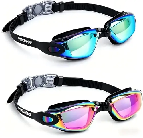 Vorshape Adult Swim Goggles 2 Pack Anti Fog Swimming Goggles, No Leaking UV Protection Pool Goggles for Men Women Youth - 1