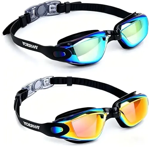 Vorshape Swim Goggles 2 Pack Anti Fog Swimming Goggles, No Leaking UV Protection Pool Goggles for Adult Men Women Youth 