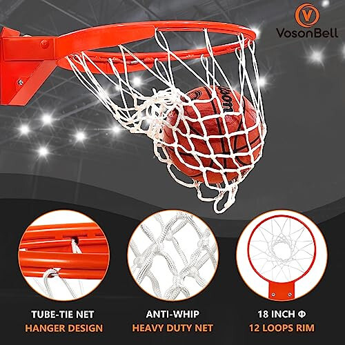 VosonBell Heavy Duty Breakaway Rim, Dual-Spring All-Weather Basketball Rim Replacement, 18