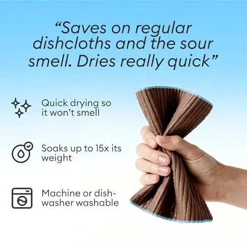 Vove Swedish Dishcloths 5-Pack, Coastal Calm - FSC Certified Cellulose & Cotton, Oeko-TEX Standard 100, Reusable Washable Kitchen Cleaning Cloths, Eco Friendly - 3