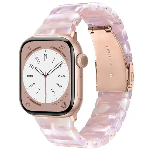 V.R.HOPE Apple Watch Band for Series 11/10/9/8/7 38mm 40mm 41mm 42mm Fashion Lightweight Resin Dressy Strap for Women Bracelet Compatible with iWatch Series 6/5/4/3/2/1/SE (Pinkish Brown) 