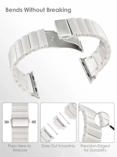 V.R.HOPE Apple Watch Band for Series 11/10/9/8/7 38mm 40mm 41mm 42mm Fashion Lightweight Resin Dressy Strap for Women Bracelet Compatible with iWatch Series 6/5/4/3/2/1/SE (Starlight) - 3