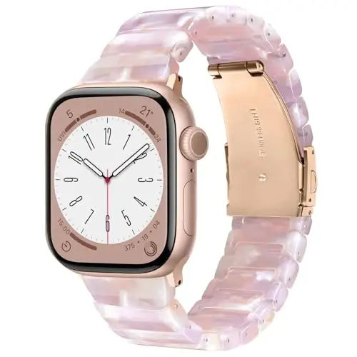 V.R.HOPE Apple Watch Band for Series 11/10/9/8/7/Ultra3 46mm 45mm 44mm 42mm 49mm Fashion Lightweight Resin Dressy Strap for Women Bracelet Compatible with iWatch Series 6/5/4/3/2/1/SE(Pinkish Brown) - 1