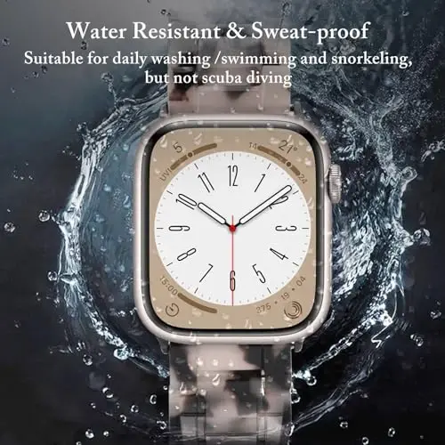 V.R.HOPE Ayollar uchun Apple Watch Band 44mm 42mm 45mm 46mm 49mm bilan mos keladigan qatron tasma iWatch Series Ultra3/11/10/9/8/7/6/5/4/3/2/1/SE3 uchun toshbaqa moda yengil bilaguzuk tasma (Qora gul) - 3