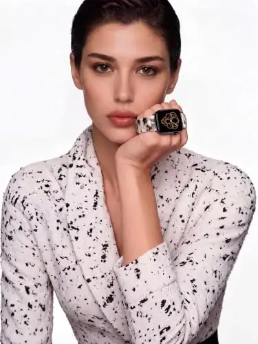 V.R.HOPE Ayollar uchun Apple Watch Band 44mm 42mm 45mm 46mm 49mm bilan mos keladigan qatron tasma iWatch Series Ultra3/11/10/9/8/7/6/5/4/3/2/1/SE3 uchun toshbaqa moda yengil bilaguzuk tasma (Qora gul) - 3