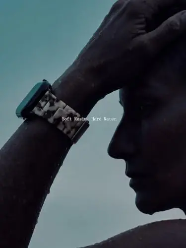 V.R.HOPE Ayollar uchun Apple Watch Band 44mm 42mm 45mm 46mm 49mm bilan mos keladigan qatron tasma iWatch Series Ultra3/11/10/9/8/7/6/5/4/3/2/1/SE3 uchun toshbaqa moda yengil bilaguzuk tasma (Qora gul) - 4