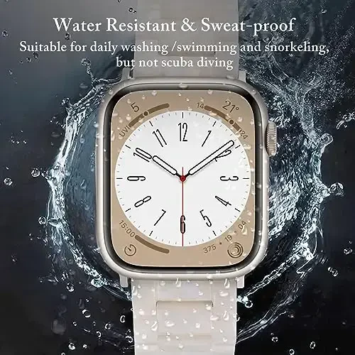 V.R.HOPE Ayollar uchun Apple Watch Band bilan mos keladigan smola bilaguzuk 44mm 42mm 45mm 46mm 49mm pushti tilla moda engil bilaguzuk iWatch Series Ultra3/11/10/9/8/7/6/5/4/3/2/1/SE3 uchun (Fluoresan oq) - 3