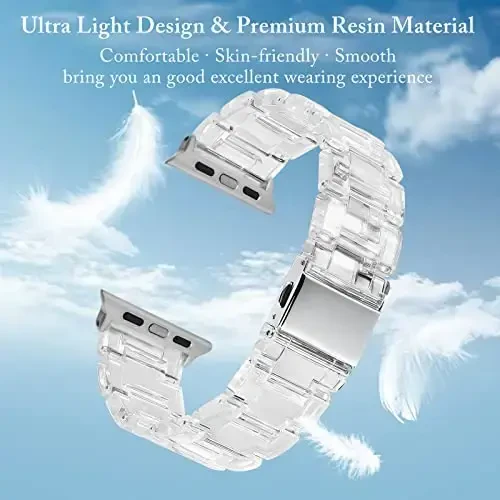 V.R.HOPE Ayollar uchun Apple Watch Band bilan mos keladigan smola soat tasmasi 38 mm 40 mm 41 mm 42 mm moda engil bilaguzuk iWatch Series 11/10/9/8/7/6/5/4/3/2/1/SE3 uchun (Shaffof) - 3