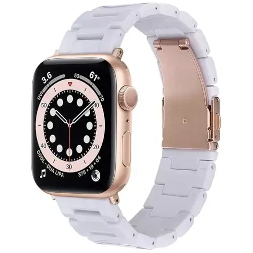 V.R.HOPE Ayollar uchun Apple Watch Band bilan mos keladigan smola soat tasmasi 42mm 44mm 45mm 46mm49mm toshbaqa moda yengil bilaguzuk iWatch Series Ultra3/11/10/9/8/7/6/5/4/3/2/1/SE3 uchun (oq) 