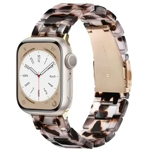 V.R.HOPE Ayollar uchun Apple Watch Band bilan mos keladigan smola soat tasmasi 42mm 44mm 45mm 46mm49mm Toshbaqa moda yengil bilaguzuk iWatch Series Ultra3/11/10/9/8/7/6/5/4/3/2/1/SE3 uchun (Toshbaqa Tilla gulli) - V.R.HOPE