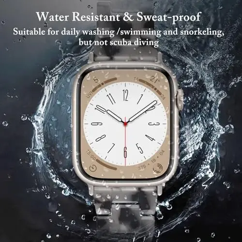 V.R.HOPE Ayollar uchun Apple Watch Band bilan mos keladigan smola tasmasi 42mm44mm45mm46mm49mm Yulduzli zamonaviy yengil bilaguzuk iWatch Series Ultra3/11/10/9/8/7/6/5/4/3/2/1/SE3 uchun (Siyoh oqi Yulduzli) - 3