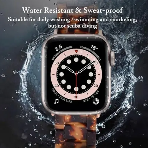 V.R.HOPE Compatible With Apple Watch Band 42mm 44mm 45mm Women Men, Adjustable Lightweight Resin Strap with Stainless Steel Buckle Replacement for iWatch Series SE 7 6 5 4 3 2 1-Tortoiseshell - 5