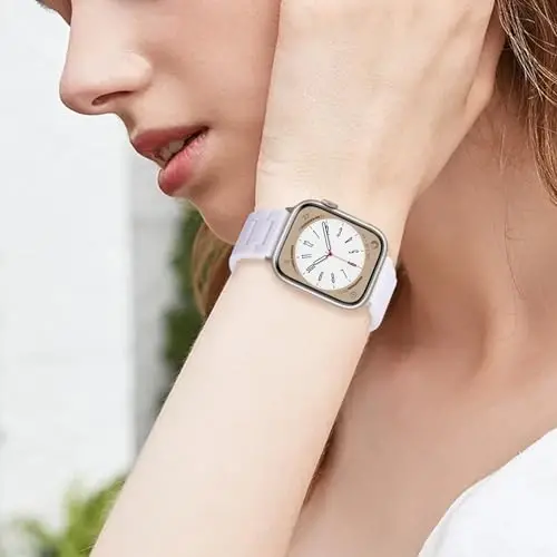 V.R.HOPE Resin Watch Band Compatible with Apple Watch Band for Women 42mm 44mm 45mm 46mm49mm Starlight Fashion Lightweight Bracelet Strap for iWatch Series Ultra3/11/10/9/8/7/6/5/4/3/2/1/SE3(White starlight) - 5
