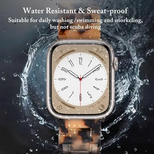 V.R.HOPE Resin Band Compatible with Apple Watch Band for Women 44mm 42mm 45mm 46mm 49mm Tortoise Fashion Lightweight Bracelet Strap for iWatch Series Ultra3/11/10/9/8/7/6/5/4/3/2/1/SE3(Tortoiseshell Floral) - 5