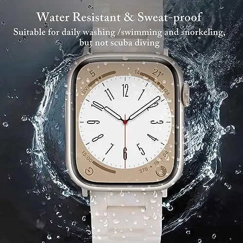 V.R.HOPE Resin Band Compatible with Apple Watch Band for Women 44mm 42mm 45mm 46mm 49mm Rose Gold Fashion Lightweight Bracelet Strap for iWatch Series Ultra3/11/10/9/8/7/6/5/4/3/2/1/SE3 (Fluorescent White) - 3