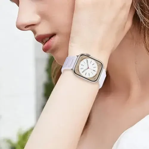V.R.HOPE Resin Watch Band Compatible with Apple Watch Band for Women 38mm 40mm 41mm 42mm Starlight Fashion Lightweight Bracelet Strap for iWatch Series 11/10/9/8/7/6/5/4/3/2/1/SE3(White starlight) - 5