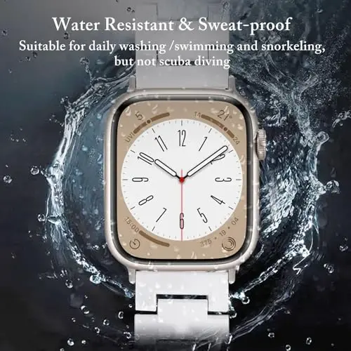 V.R.HOPE Resin Watch Band Compatible with Apple Watch Band for Women 38mm 40mm 41mm 42mm Starlight Fashion Lightweight Bracelet Strap for iWatch Series 11/10/9/8/7/6/5/4/3/2/1/SE3(White starlight) - 3