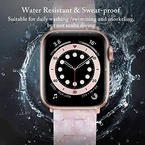 V.R.HOPE Resin Watch Band Compatible with Apple Watch Band for Women 38mm 40mm 41mm 42mm Tortoise Fashion Lightweight Bracelet Strap for iWatch Series 11/10/9/8/7/6/5/4/3/2/1/SE3 (Floral Pink) - 5