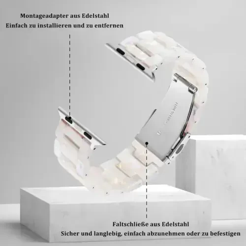 V.R.HOPE Resin Watch Band Compatible with Apple Watch Band for Women 38mm 40mm 41mm 42mm Starlight Fashion Lightweight Bracelet Strap for iWatch Series 11/10/9/8/7/6/5/4/3/2/1/SE3 (Fluorescent White) - 6