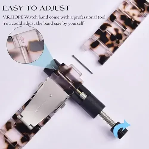 V.R.HOPE Resin Watch Band Compatible with Apple Watch Band for Women 42mm 44mm 45mm 46mm49mm Tortoise Starlight Fashion Lightweight Bracelet Strap for iWatch Series Ultra3/11/10/9/8/7/6/5/4/3/2/1/SE3(Tortoise starlight) - 6