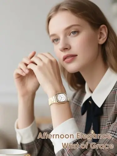 V.R.HOPE Resin Watch Band Compatible with Apple Watch Band for Women 38mm 40mm 41mm 42mm Rose Gold Fashion Lightweight Bracelet Strap for iWatch Series 11/10/9/8/7/6/5/4/3/2/1/SE3(Beige) - 4