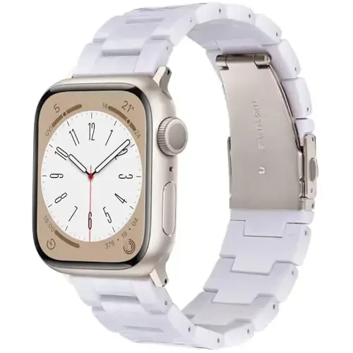 V.R.HOPE Resin Watch Band Compatible with Apple Watch Band for Women 38mm 40mm 41mm 42mm Starlight Fashion Lightweight Bracelet Strap for iWatch Series 11/10/9/8/7/6/5/4/3/2/1/SE3(White starlight) - 1