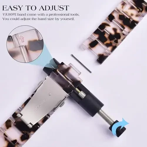 V.R.HOPE Resin Watch Band Compatible with Apple Watch Band for Women 38mm 40mm 41mm 42mm Tortoise Starlight Fashion Lightweight Bracelet Strap for iWatch Series 11/10/9/8/7/6/5/4/3/2/1/SE3(Tortoise starlight) - 6