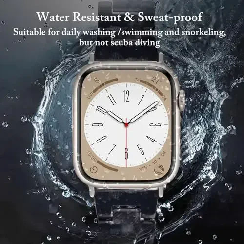 V.R.HOPE Resin Watch Band Compatible with Apple Watch Band for Women 42mm 44mm 45mm46mm49mm Starlight Fashion Lightweight Bracelet Strap for iWatch Series Ultra3/11/10/9/8/7/6/5/4/3/2/1/SE3(Marble Black) - 3