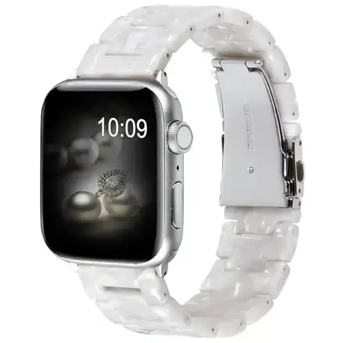 V.R.HOPE Rezindan Taymer Apple Watch Tasmalariga Mos Ayollar uchun 38mm 40mm 41mm 42mm Toşbaqa Moda Yengil Bilaguzuk iWatch Series 11/10/9/8/7/6/5/4/3/2/1/SE3(Pearl white) - 1
