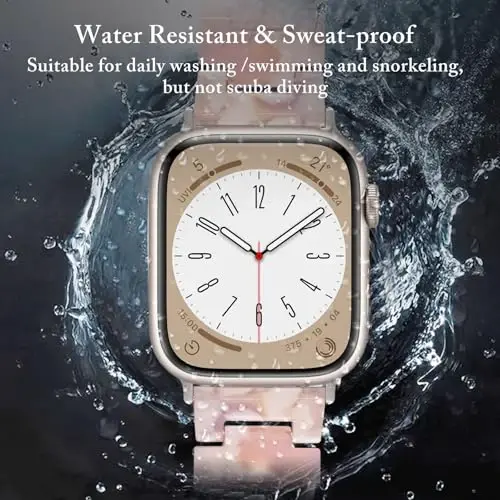V.R.HOPE Rezindan tayyorlangan Apple Watch tasmasi ayollar uchun 38mm 40mm 41mm 42mm Starlight moda yengil bilaguzuk iWatch Series 11/10/9/8/7/6/5/4/3/2/1/SE3 (pushti gulli) uchun - 3