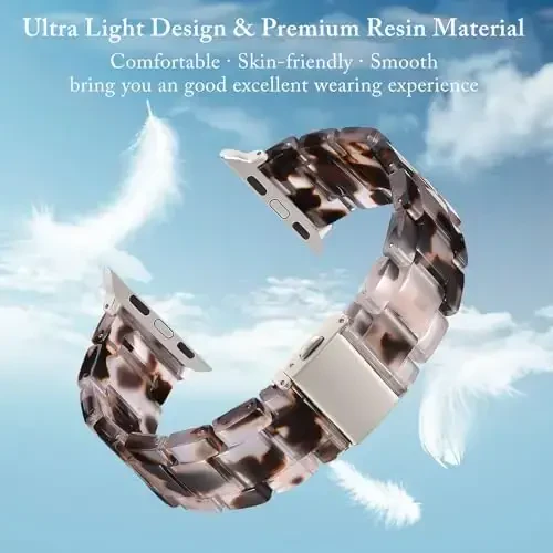 V.R.HOPE Rezindan tayyorlangan Apple Watch tasmasi ayollar uchun 38mm 40mm 41mm 42mm. Toshbaqa uslubidagi yengil bilaguzuk iWatch Series 11/10/9/8/7/6/5/4/3/2/1/SE3 uchun (Toshbaqa tilla rang) - V.R.HOPE (1)