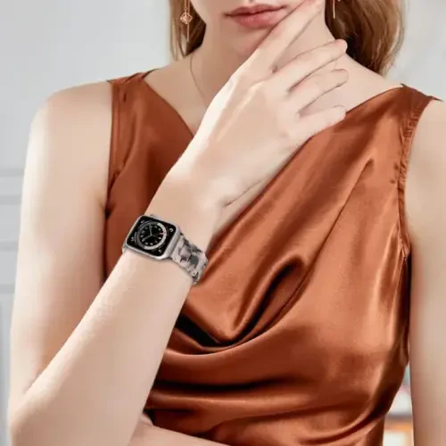 V.R.HOPE Rezindan tayyorlangan Apple Watch uchun tasmalar ayollar uchun 38mm 40mm 41mm 42mm toshbaqa moda yengil bilaguzuk iWatch Series 11/10/9/8/7/6/5/4/3/2/1/SE3 (Qora gul) uchun - 6