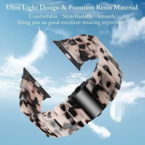 V.R.HOPE Rezindan tayyorlangan Apple Watch uchun tasmalar ayollar uchun 38mm 40mm 41mm 42mm toshbaqa moda yengil bilaguzuk iWatch Series 11/10/9/8/7/6/5/4/3/2/1/SE3 (Qora gul) uchun - V.R.HOPE (1)