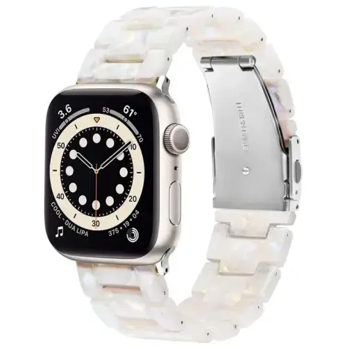 V.R.HOPE Rezindan yasalgan Apple Watch Band bilan mos keladigan ayollar uchun 38mm 40mm 41mm 42mm Starlight moda yengil bilaguzuk iWatch Series 11/10/9/8/7/6/5/4/3/2/1/SE3 (Fluoresan Oq) uchun tasmacha 
