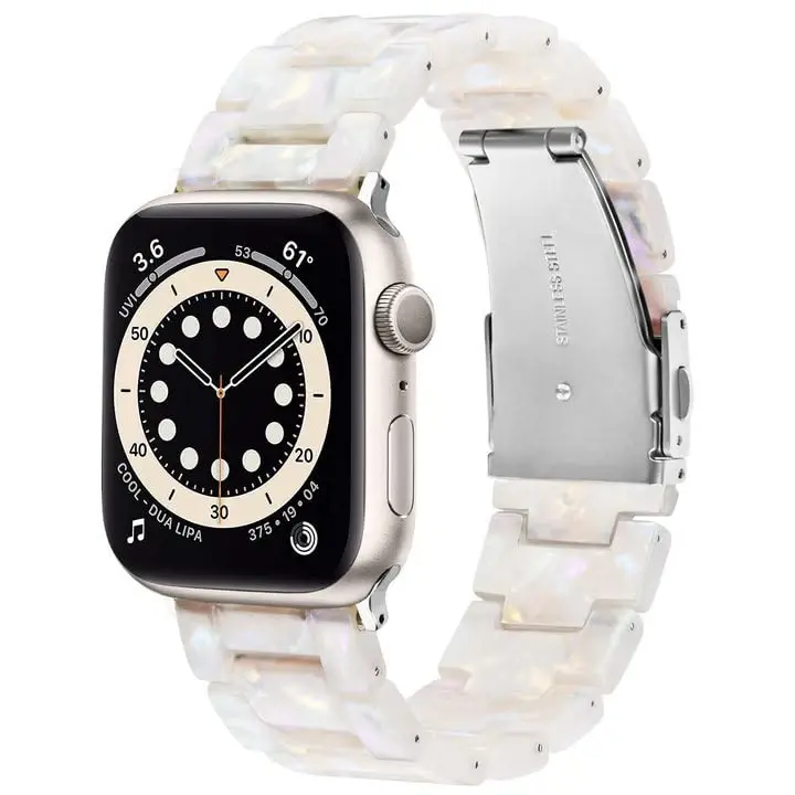 V.R.HOPE Rezindan yasalgan Apple Watch Band bilan mos keladigan ayollar uchun 38mm 40mm 41mm 42mm Starlight moda yengil bilaguzuk iWatch Series 11/10/9/8/7/6/5/4/3/2/1/SE3 (Fluoresan Oq) uchun tasmacha - V.R.HOPE
