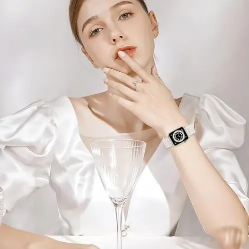 V.R.HOPE Rezindan yasalgan Apple Watch Band bilan mos keladigan ayollar uchun 38mm 40mm 41mm 42mm Starlight moda yengil bilaguzuk iWatch Series 11/10/9/8/7/6/5/4/3/2/1/SE3 (Fluoresan Oq) uchun tasmacha - 2